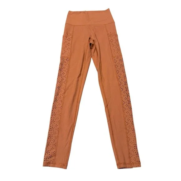 Aerie Rust Orange Laser Cut Side Panel Pocket Leggings Size Small High Rise - Picture 2 of 8